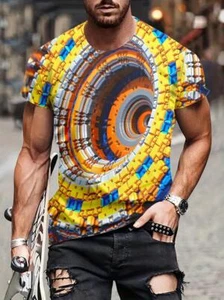 Visual Illusion 3D Print T Shirt Mens Designer Clothes Summer Women Casual Shirt - Picture 1 of 33