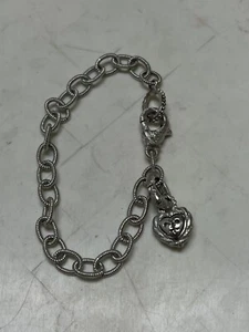 Judith Ripka Heart Cz Stone Sterling Silver Bracelet Rare Vtg 7.5” 17G L@@K - Picture 1 of 10