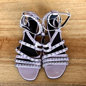 Saint Laurent Baby Pink Leather Studded Strappy Flat Sandals, 39.5 EU/8.5 AUS - Picture 1 of 9