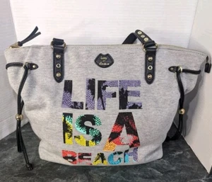Juicy Couture Tote Bag Life is a Beach Sweatshirt type material pink inside - Picture 1 of 13