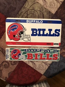 1990 Buffalo Bills License Plate AND Bumper Sticker Combo - Picture 1 of 1
