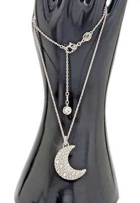 NEW 100% Authentic SWAROVSKI White Pave Shine Moon Luna Pendant Necklace 5666181 - Image 1 of 4