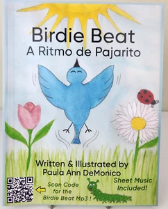 Bilingual Childrens Musical Picture Book "Birdie Beat" By Paula Ann DeMonico NEW - Picture 1 of 11