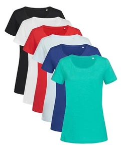 Stedman Ladies Womens Plain Slub Cotton Short Sleeve Crew Neck Tee T-Shirt - Picture 1 of 8