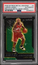 2008 Metal Universe #2 Lebron James Precious Metal Gems PMG Green /10 PSA Auth