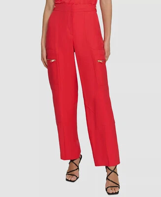 Pantalones cargo DKNY para mujer rojos de sarga esmerilada tiro medio talla 8 Foto 1 de 4