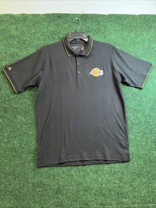 Los Angeles Lakers Men Collared Three Buttons Polo Black Short Sleeve M Antigua - Picture 1 of 7