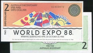 AUSTRALIA  World Expo， PC2 ， 2  Dollar， 1988 UNC - Picture 1 of 1