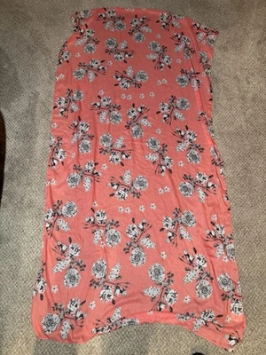 Floral Watercolor Scarf Wrap Sheer Rectangle Shawl  Coral Peach w Gray Accents - Image 1 of 4
