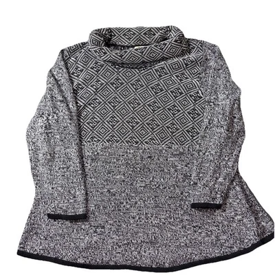 Style & Co Talla Grande 2X Acanalado Manga Larga Cuello Alto 100% Algodón Blanco y Negro Foto 1 de 4