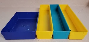Mixed Lot-4 Vintage Rubbermaid Interlocking Drawer Organizers Yellow/Teal/Blue - Picture 1 of 17