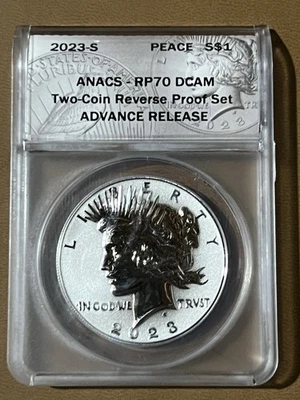 2023 Peace Dollar ANACS Reverse Proof 70 DCAM Advance Release - Image 1 of 2