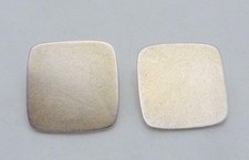 Vintage Sterling Silver Gold Washed Buttons Pair of Square Shape 25299
