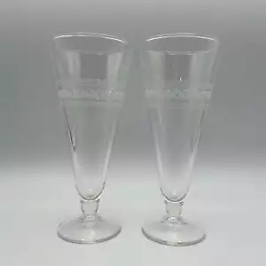 Gafas Pilsner, grabadas con patrón entrecruzado, conjunto de 2 - Imagen 1 de 7