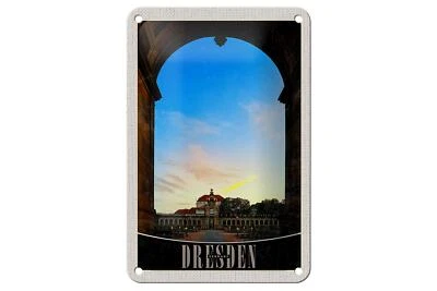 Blechschild Reise 12x18 cm Dresden Schloss Vorgarten Mittelalter Schild - Bild 1 von 4