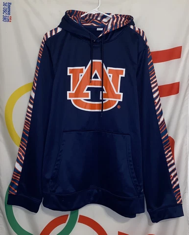 Zubaz Auburn Tigers Hoodie Sweatshirt Mens XL Blue Orange Poly Activewear Cover