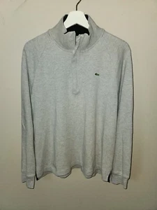 NWOT Lacoste Gray Long Sleeve Pullover 1/4 Zip Top - Men's 5 / Large - NICE! - Picture 1 of 4