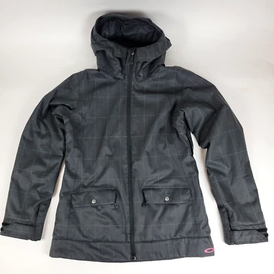OAKLEY Black Windowpane Plaid Ski Snowboard Jacket Women's Sz. Medium Loose Fit - Image 1 of 4