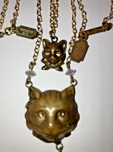 Pididdly Links Handmade Jewelry Brass Cat Stamped Face Rare Kingston, NY. - Picture 1 of 11