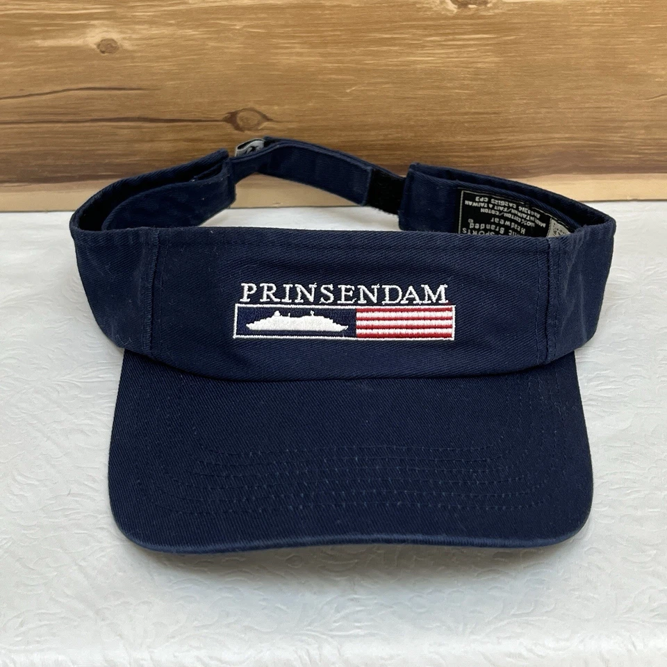 Boné de viseira Prinsendam vintage azul cruzeiro ao ar livre masculino Taiwan - Imagem 1 de 4