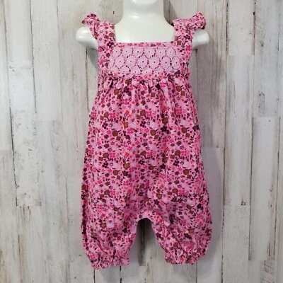 Mono mameluco parche calabaza bebé niña 6-12 meses rosa floral con volantes dobladillo elástico Foto 1 de 4