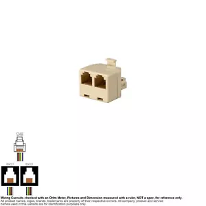 Adapter RJ 12 RJ12 6P6C 6 Pin 2 Way Phone Male Female Telephone Splitter 170503 - Picture 1 of 3