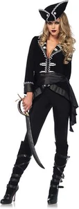 Seven Seas Beauty Caribbean Pirate Black Fancy Dress Up Halloween Adult Costume - Picture 1 of 4