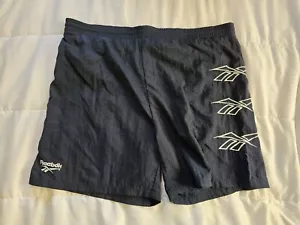 Vintage Reebok Swim Trunks Shirts Mens Large Blue White Triple Logo Embroidered - Picture 1 of 10