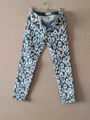 Pantalones de mezclilla Roberto CAVALLI gráficos flores azul y blanco talla 28/42 Foto 1 de 4