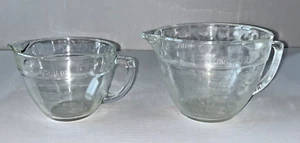 Vintage Anchor Hocking Glass Measuring Batter Pitcher Bowls #89 1 qt and #9 2 qt - Picture 1 of 12