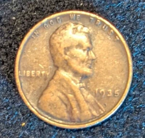 #22.  1935 Wheat Penny Missing D Error Has Hole Instead - Picture 1 of 3