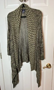 Kaktus Women’s Open Front Geometric Print Cardigan Waterfall Size 1X - Picture 1 of 6