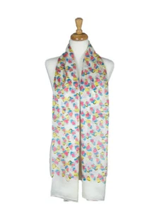 AamiraA Pink Blue Hearts Mulberry Chiffon Silk Stole Women Scarf Free Shipping  - Picture 1 of 6
