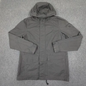 Stussy Jacket Womens MEDIUM Grey Logo On Sleeve Parka Long Sleeve Hooded Size M - Picture 1 of 13