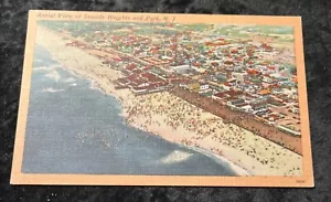 Veduta aerea delle alture del mare, cartolina in lino New Jersey anni 40 - Foto 1 di 2