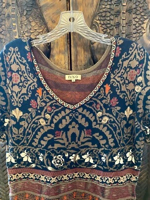 Ivko Dress 100% Cotton Jacquard Knit EU 42, US 10/12, Blue Excellent - Image 1 of 4