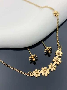 3pcs/set Sunflower Necklace, Earrings, Dandelion Clavicle Chain Jewelry Set - Picture 1 of 7
