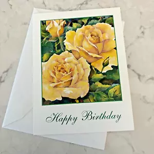 Happy Birthday Yellow Roses Greeting Card with Envelope - Picture 1 of 4