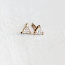 0.5ct Trillion Simulated Diamond Solitaire Stud Earrings 14k Yellow Gold Plated