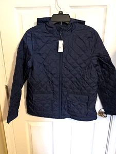 Childrens Place Girls Quilted Fleece Lined Jacket w/Hood Navy Blue Sz XL/14-NWT - Picture 1 of 12