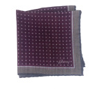 BRIONI Burgundy Herringbone Geometric Wool Silk Pocket Square Handkerchief NWT