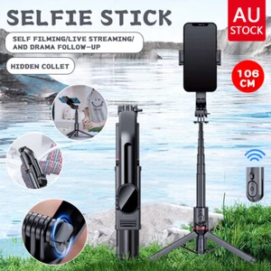 Bluetooth Selfie Stick Tripod Wireless Rotating Remote For iPhone Mobile Phone - Picture 1 of 13
