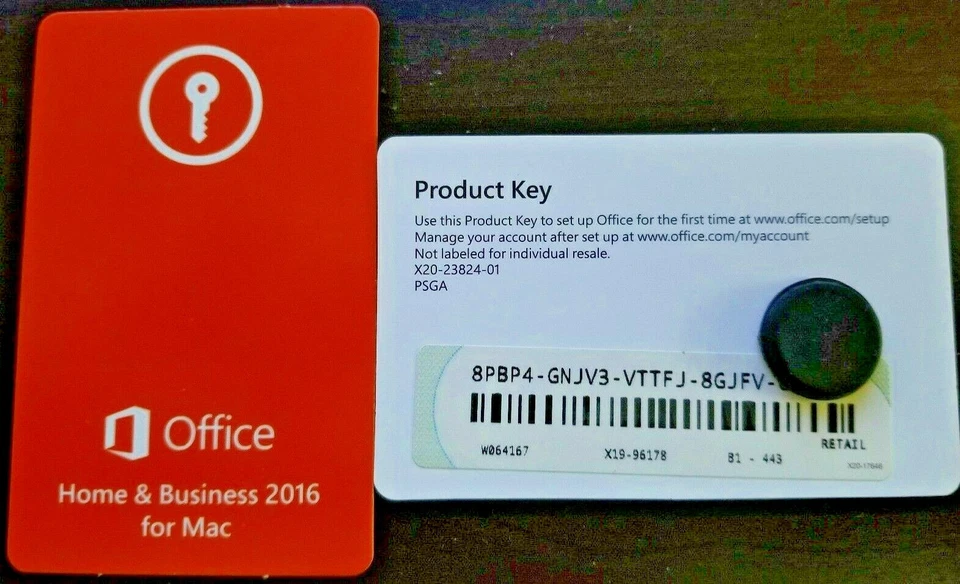 Microsoft Office Home & Business 2016 Product Key Card,SKU W6F-00501,Retail,Mac - Image 1 of 1