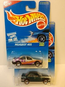 Hot Wheels Peugeot 405 #467 1995 lote de 2 - variaciones verde y plata - Imagen 1 de 7