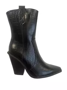 Stivali da cowboy donna polpaccio medio donna scarpe coccodrillo tacco western punta taglie - Foto 1 di 2