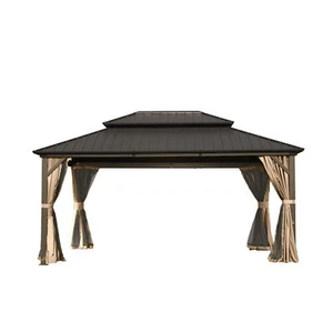 12' X 14' Hardtop Gazebo Aluminum Metal Gazebo Galvanized Steel Double Roof Cano - Picture 1 of 6