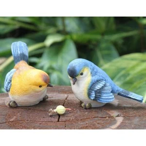 1 Pair Vivid Resin Bule Birds Rural Garden Ornament Home and Desk Decor - Picture 1 of 24