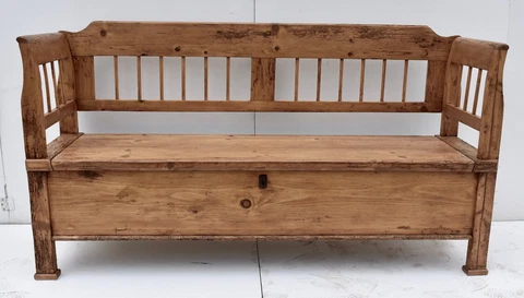 Antique Pine Box Bench or Storage Bench Cover