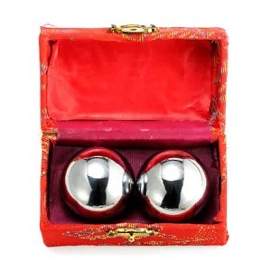 2x 38mm Chinese Baoding Balls Health Hand Exercise Stress Relaxation Therapy - Picture 1 of 8