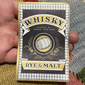 Vintage Whisky Rye & Malt Bottle Label Black & Gold Barrel Graphic Rare Retro - Picture 1 of 2